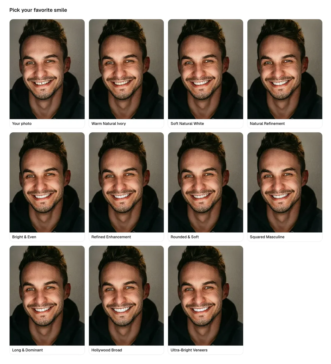 A gallery of ten smile designs